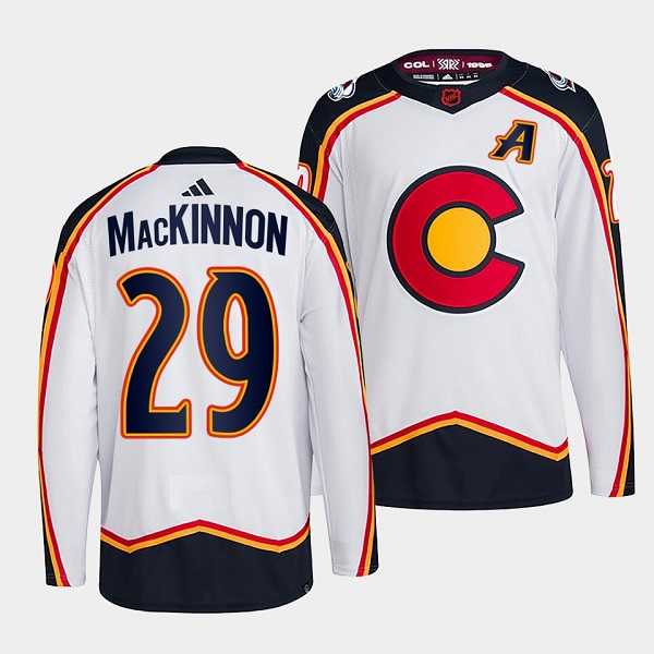 Men%27s Colorado Avalanche #29 Nathan MacKinnon White 2022-23 Reverse Retro Stitched Jersey->dallas stars->NHL Jersey
